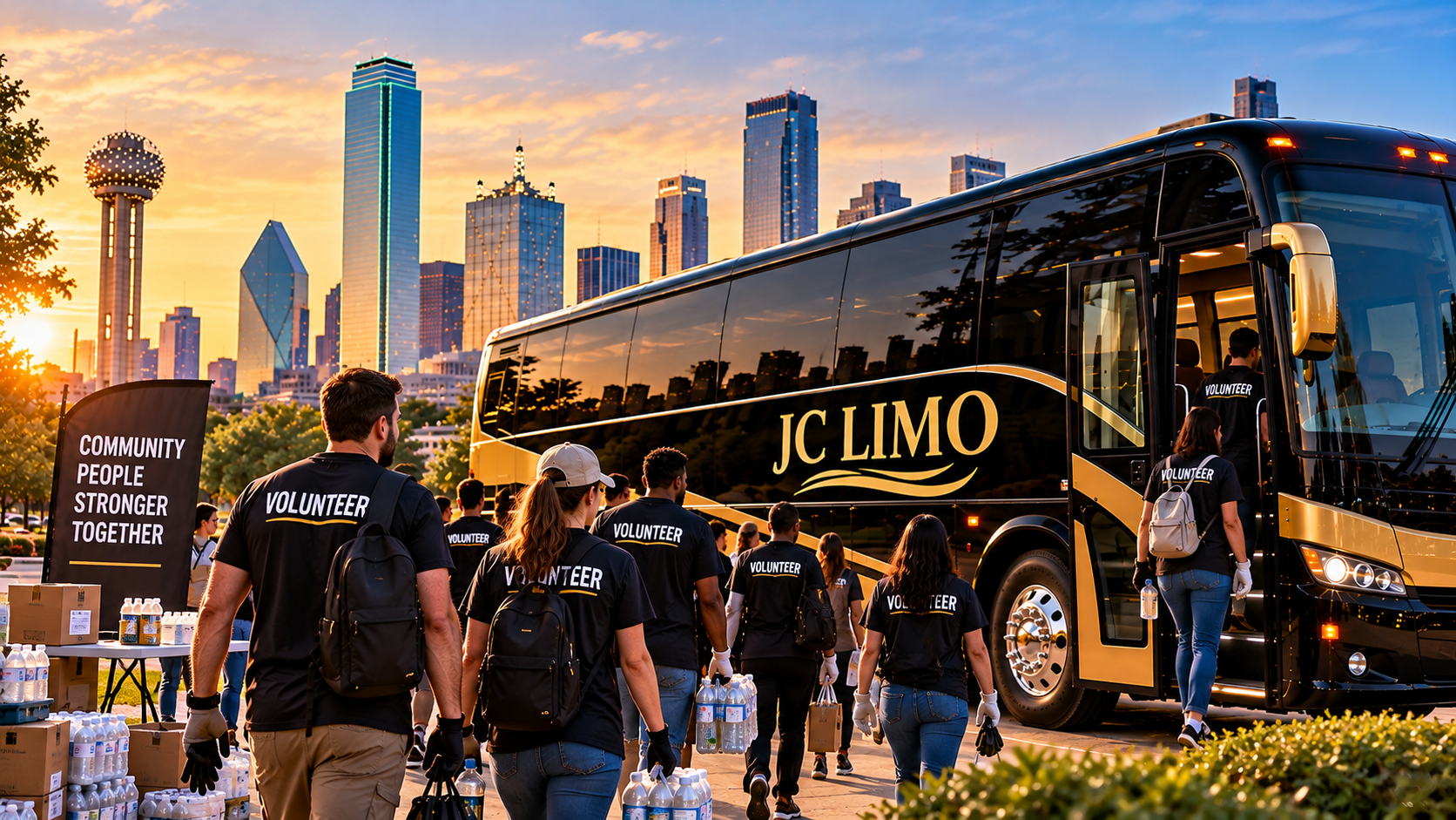 Volunteers Board the JC Limo Bus - JC Limo JC Limo